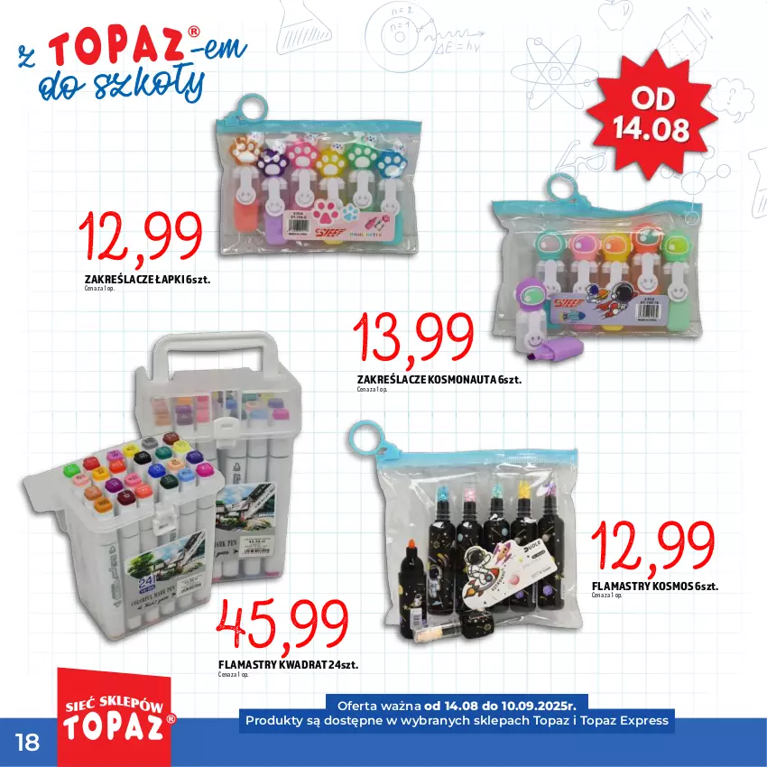 Gazetka promocyjna Topaz - Gazetka - ważna 17.07 do 10.09.2025 - strona 18 - produkty: Flamastry, Top