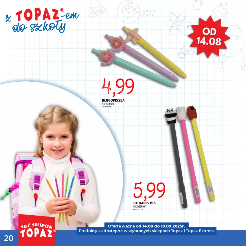 Gazetka promocyjna Topaz - Gazetka - ważna 17.07 do 10.09.2025 - strona 20 - produkty: Długopis, Top