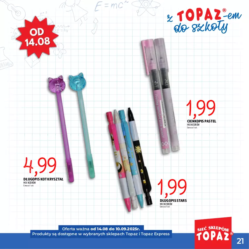 Gazetka promocyjna Topaz - Gazetka - ważna 17.07 do 10.09.2025 - strona 21 - produkty: Długopis, Top