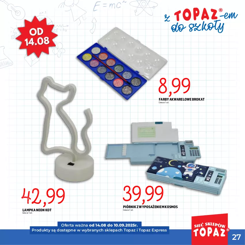 Gazetka promocyjna Topaz - Gazetka - ważna 17.07 do 10.09.2025 - strona 27 - produkty: Fa, Piórnik, Top