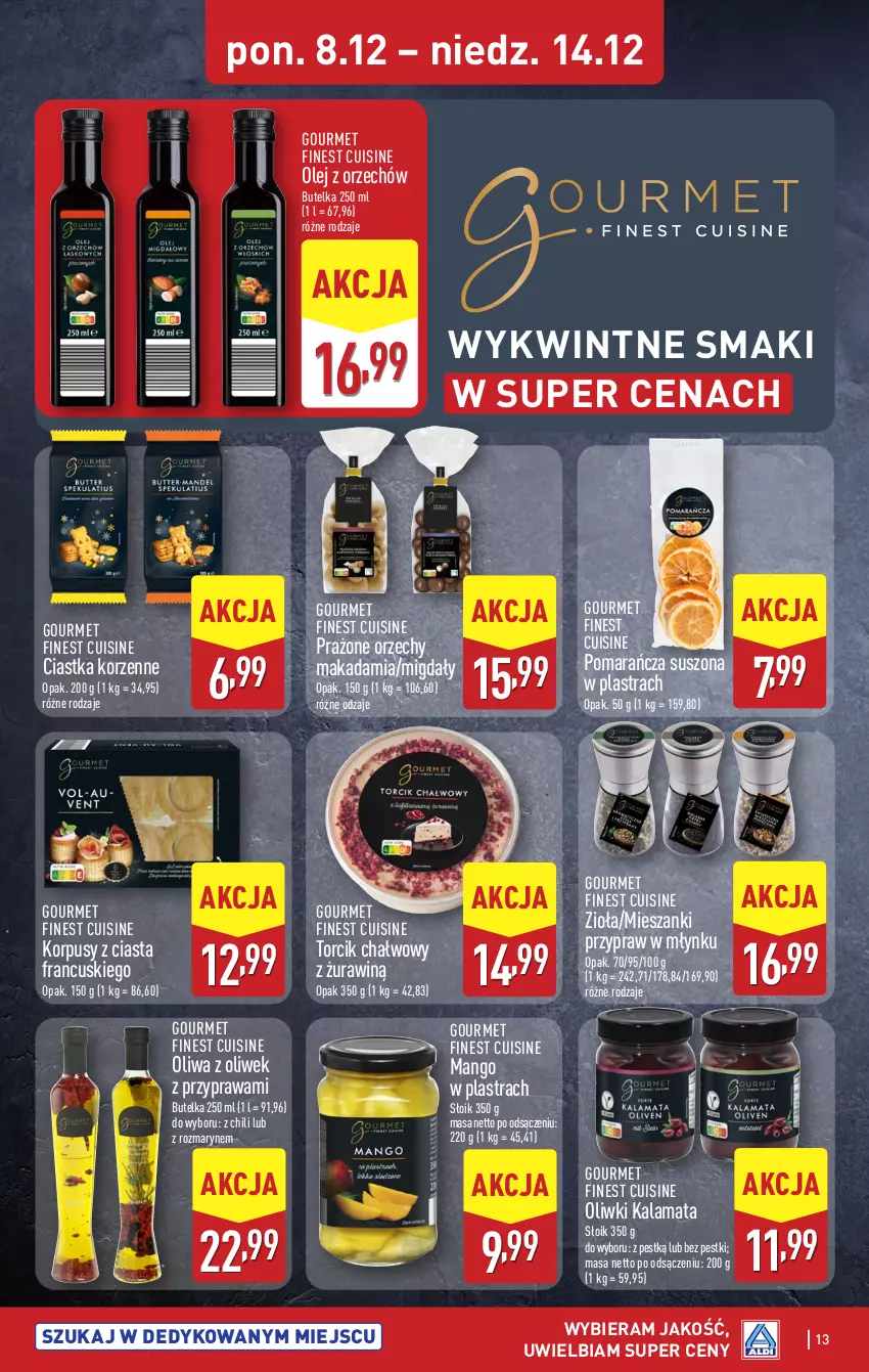 Gazetka promocyjna Aldi - Pełna oferta - ważna 08.12 do 14.12.2025 - strona 13 - produkty: Ciastka, Korpusy, Mango, Migdały, Olej, Oliwa, Oliwa z oliwek, Oliwki