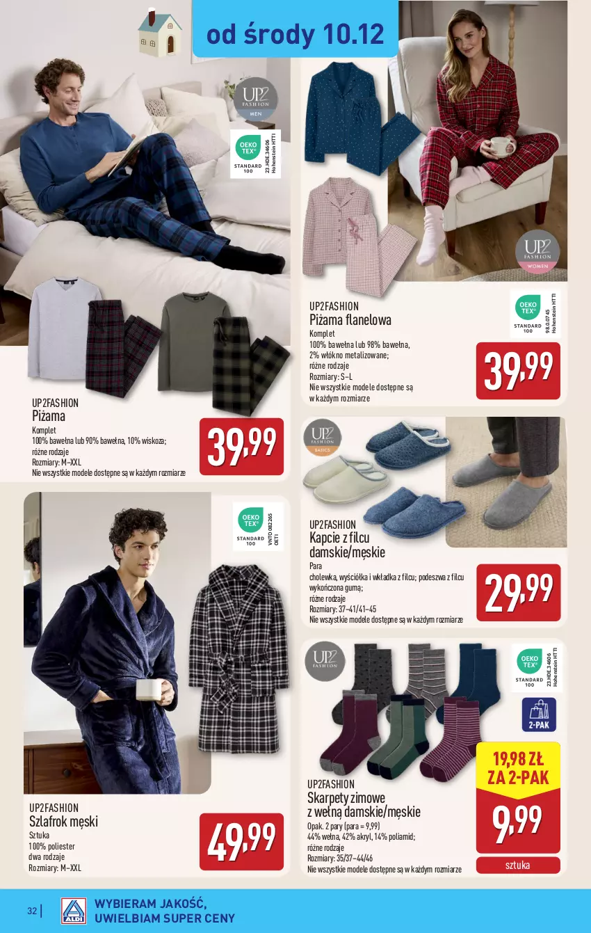 Gazetka promocyjna Aldi - Pełna oferta - ważna 08.12 do 14.12.2025 - strona 32 - produkty: Fa, Kapcie, Karp, Piżama, Szlafrok, Wełna