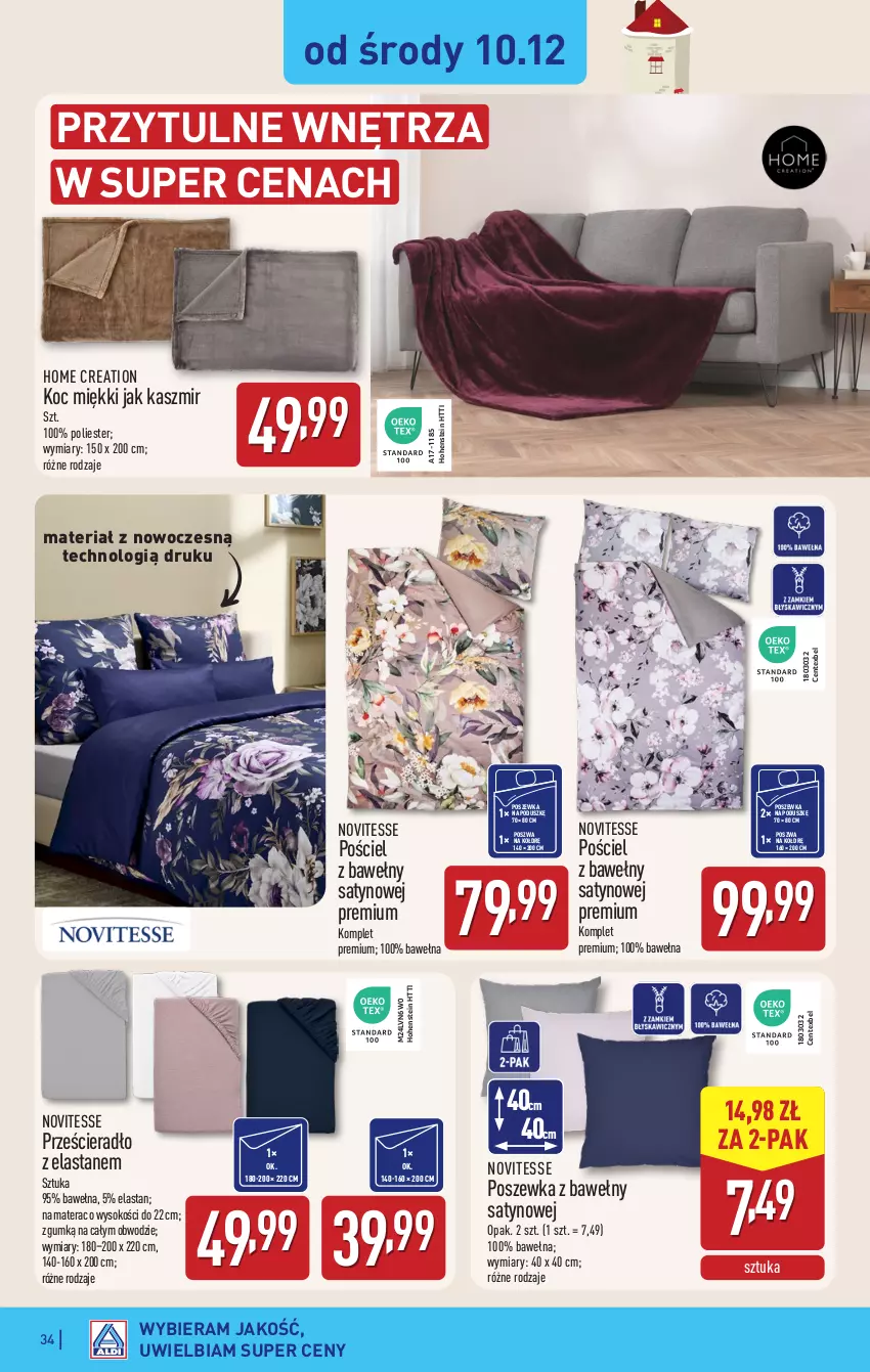 Gazetka promocyjna Aldi - Pełna oferta - ważna 08.12 do 14.12.2025 - strona 34 - produkty: Koc, Materac, Pościel, Poszewka, Prześcieradło, Sok, Tera, Wełna