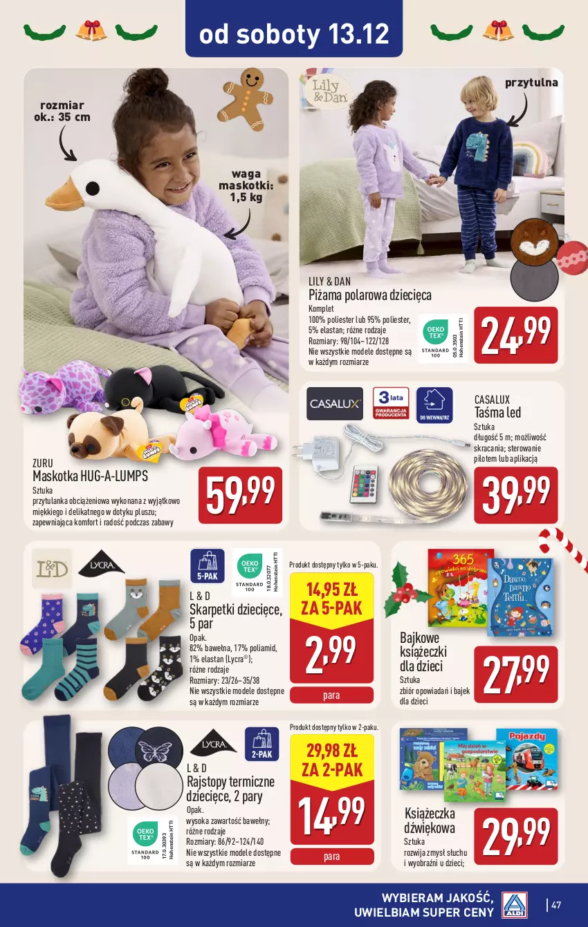 Gazetka promocyjna Aldi - Pełna oferta - ważna 08.12 do 14.12.2025 - strona 47 - produkty: Dzieci, Karp, Piżama, Rajstopy, Skarpetki, Sok, Top, Waga, Wełna