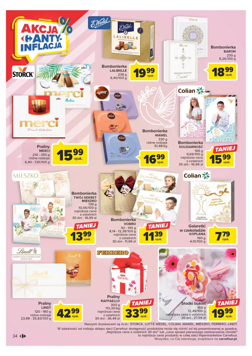 Gazetka promocyjna Carrefour - Gazetka Carrefour - ważna 25.04 do 06.05.2023 - strona 34 - produkty: AEG, Bell, Fa, Ferrero, Gala, Galaretki, Goplana, Kret, LANA, Lindt, Merci, Praliny, Raffaello, Wawel