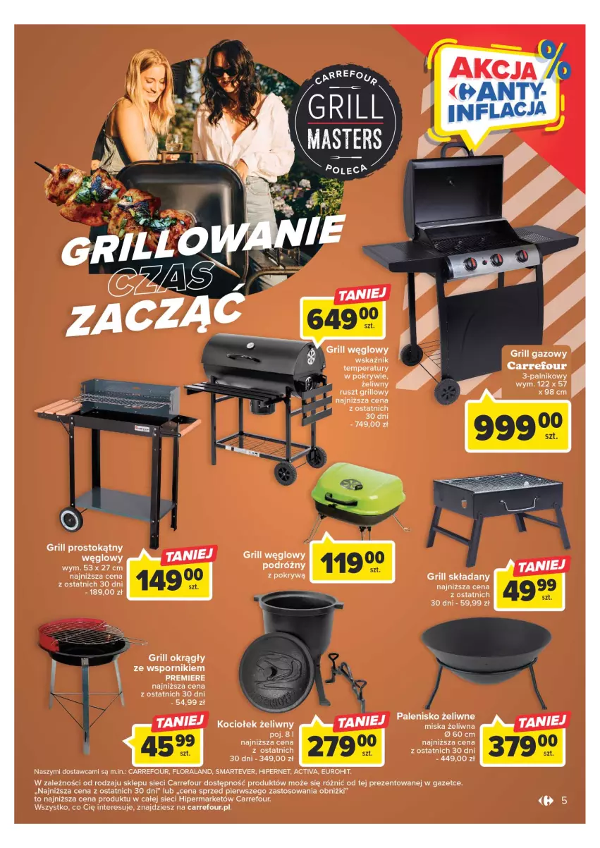 Gazetka promocyjna Carrefour - Gazetka Carrefour - ważna 25.04 do 06.05.2023 - strona 5 - produkty: Flora, Grill, Grill gazowy, Koc, Por