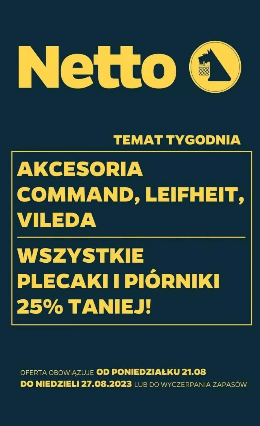 Gazetka promocyjna Netto - ważna 21.08 do 27.08.2023 - strona 1 - produkty: Piórnik, Plecak, Vileda