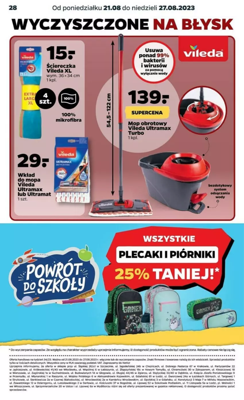 Gazetka promocyjna Netto - ważna 21.08 do 27.08.2023 - strona 3 - produkty: Fa, Gra, Kujawski, Mop, Rama, Sok, Stock, Top, Vileda