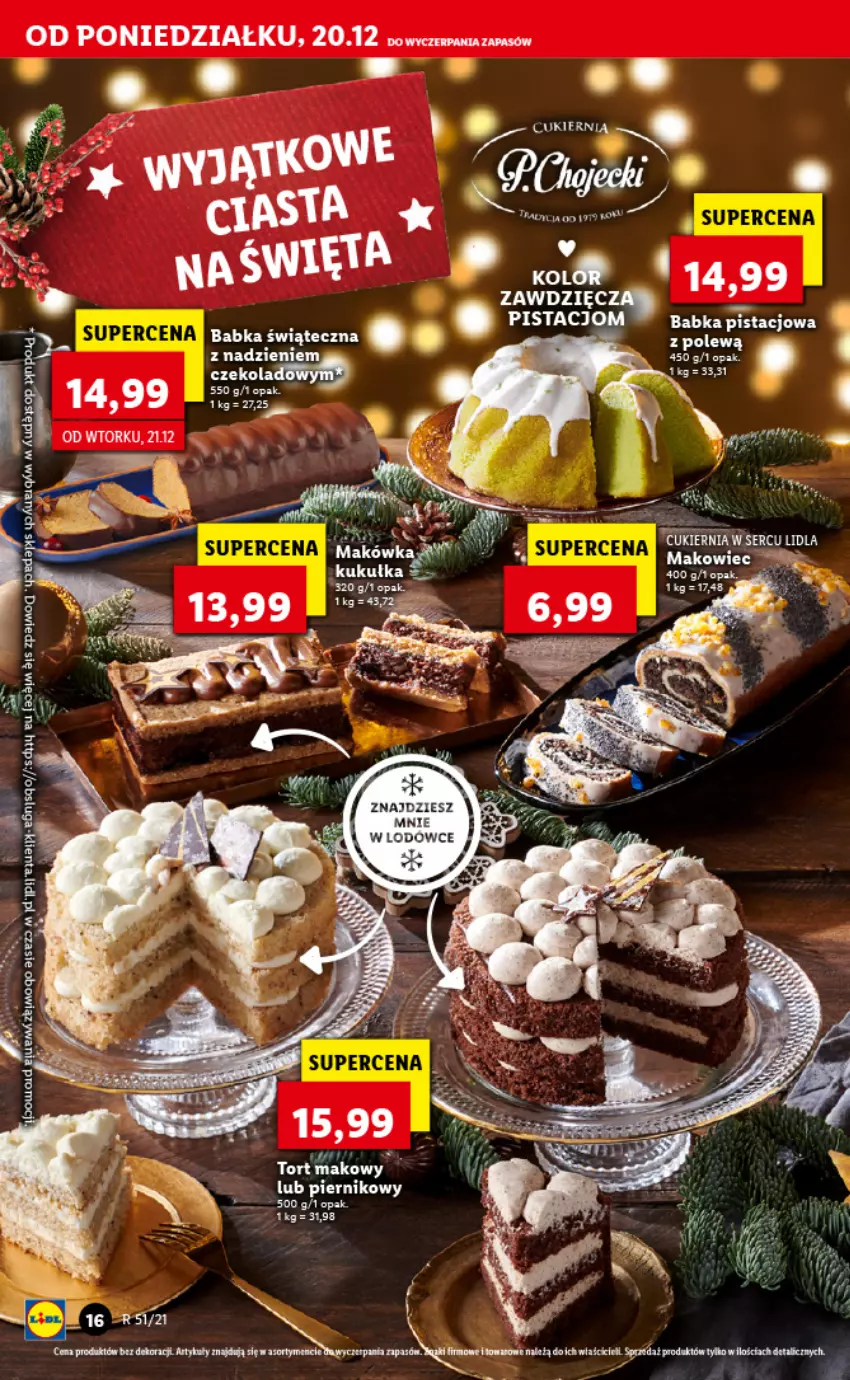 Gazetka promocyjna Lidl - GAZETKA - ważna 20.12 do 24.12.2021 - strona 16 - produkty: Babka, Makowiec, Piernik