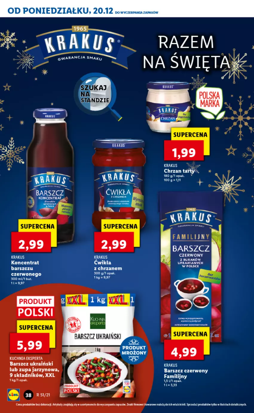 Gazetka promocyjna Lidl - GAZETKA - ważna 20.12 do 24.12.2021 - strona 38 - produkty: Fa, Krakus, Kuchnia