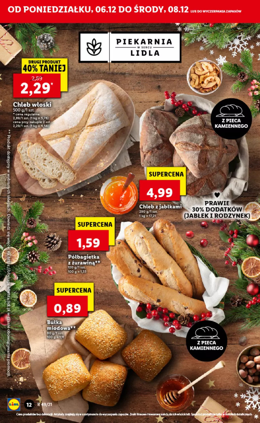 Gazetka promocyjna Lidl - GAZETKA - ważna 06.12 do 08.12.2021 - strona 12 - produkty: Bagietka, Chleb, LG, Piec, Półbagietka