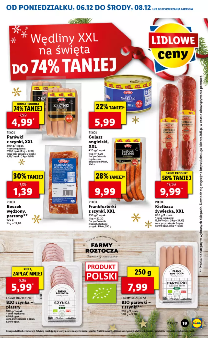 Gazetka promocyjna Lidl - GAZETKA - ważna 06.12 do 08.12.2021 - strona 19 - produkty: Boczek, Fa, Frankfurterki, Kiełbasa, Mus, Parówki, Parówki z szynki, PIKOK, Szynka