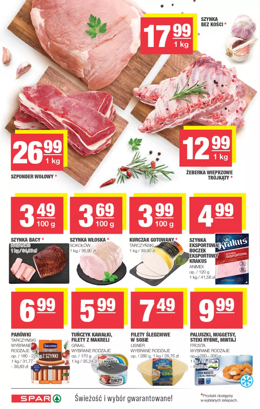 Gazetka promocyjna Spar - Spar - ważna 05.05 do 15.05.2024 - strona 4 - produkty: Frosta, Gra, Graal, Kabanos, Kawa, Kurczak, Kurczak gotowany, Lisner, Mintaj, Sok, Sokołów, Sos, Stek, Szponder wołowy, Szynka, Tarczyński, Tuńczyk