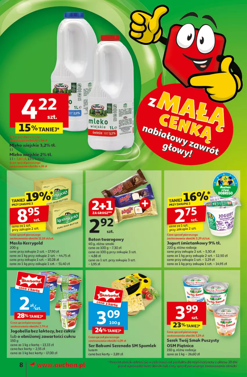 Gazetka promocyjna Auchan - Pewność Niskich Cen Supermarket - ważna 06.03 do 12.03.2025 - strona 10 - produkty: Baton, Bell, Bella, Fa, Gra, Jogobella, Jogurt, Masło, Mięta, Mleko, Piątnica, Ser, Serek, Twój Smak