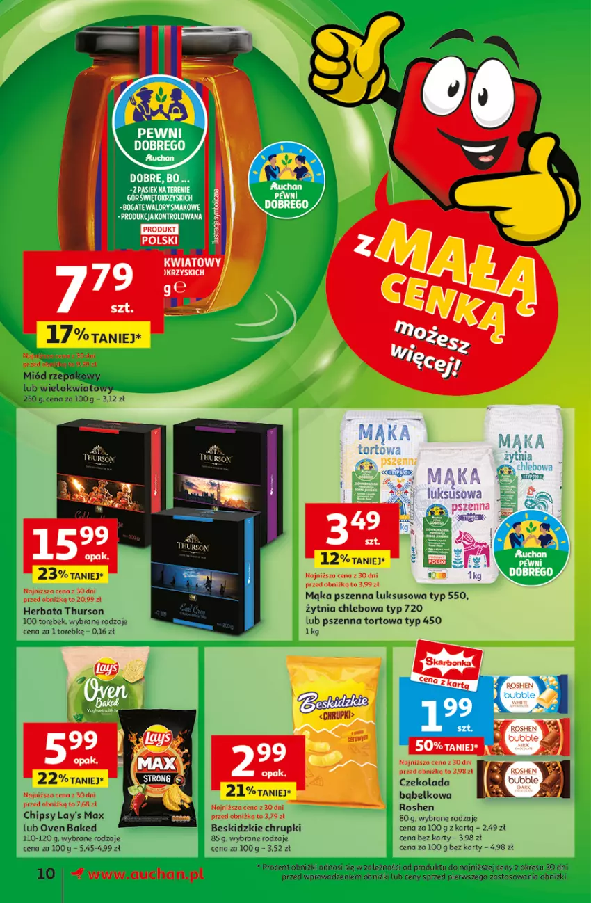 Gazetka promocyjna Auchan - Pewność Niskich Cen Supermarket - ważna 06.03 do 12.03.2025 - strona 12 - produkty: Beskidzki, Chipsy, Chleb, Chrupki, Czekolada, Herbata, Mąka, Mąka pszenna, Miód