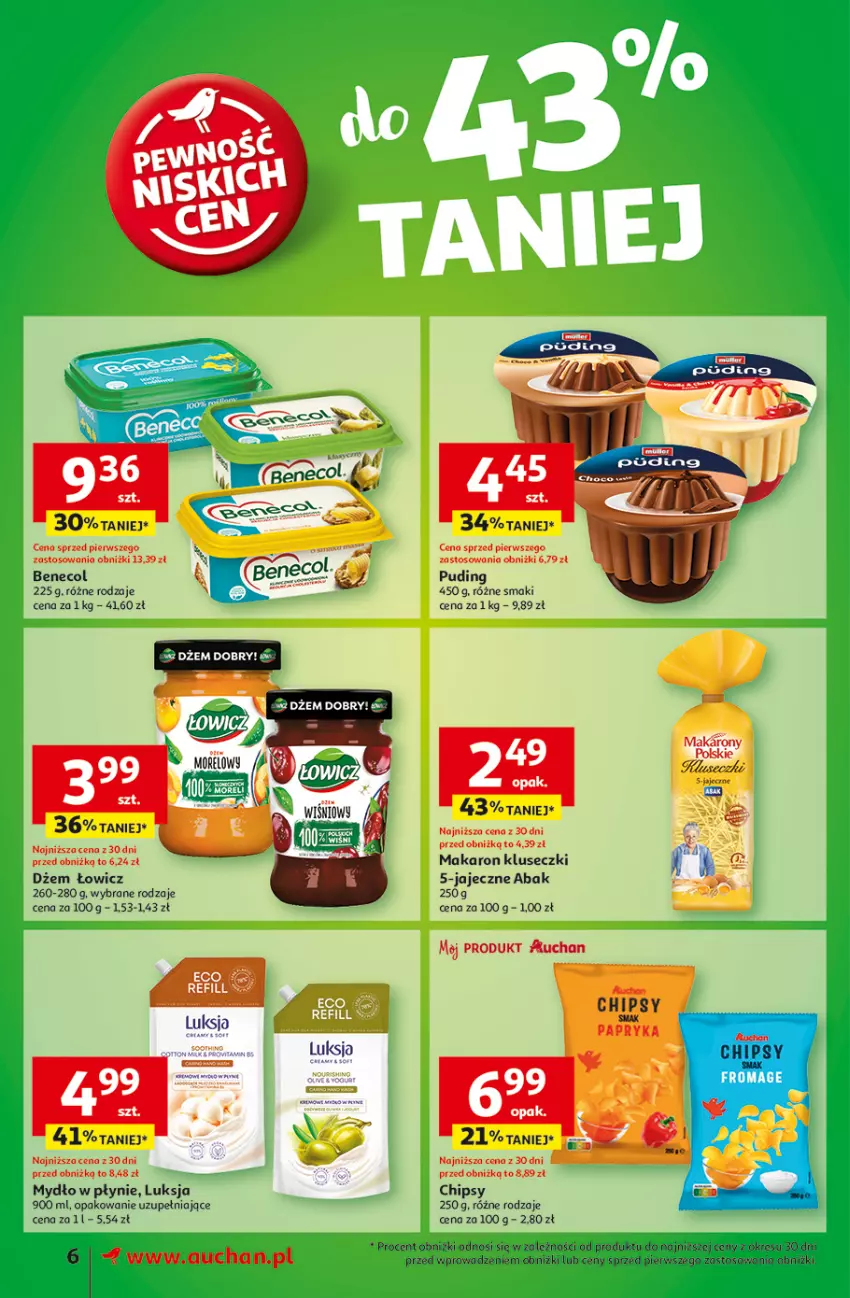 Gazetka promocyjna Auchan - Pewność Niskich Cen Supermarket - ważna 06.03 do 12.03.2025 - strona 8 - produkty: Benecol, Chipsy, Dżem, LG, Luksja, Makaron, Mydło, Mydło w płynie, Papryka