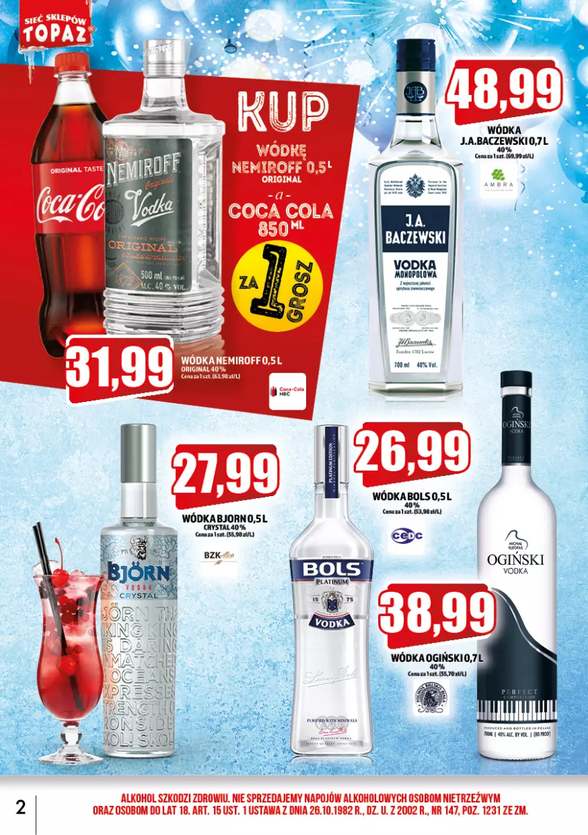 Gazetka promocyjna Topaz - Gazetka - ważna 02.01 do 31.01.2023 - strona 2 - produkty: Bols, Ogiński, Wódka