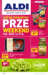 Gazetka promocyjna Aldi - PROMOCJE NA WEEKEND - Gazetka - ważna od 27.06 do 27.06.2021 - strona 1 - produkty: Stek, Chipsy, Tera, Winogrona, Crunchips, Jacobs, Wino