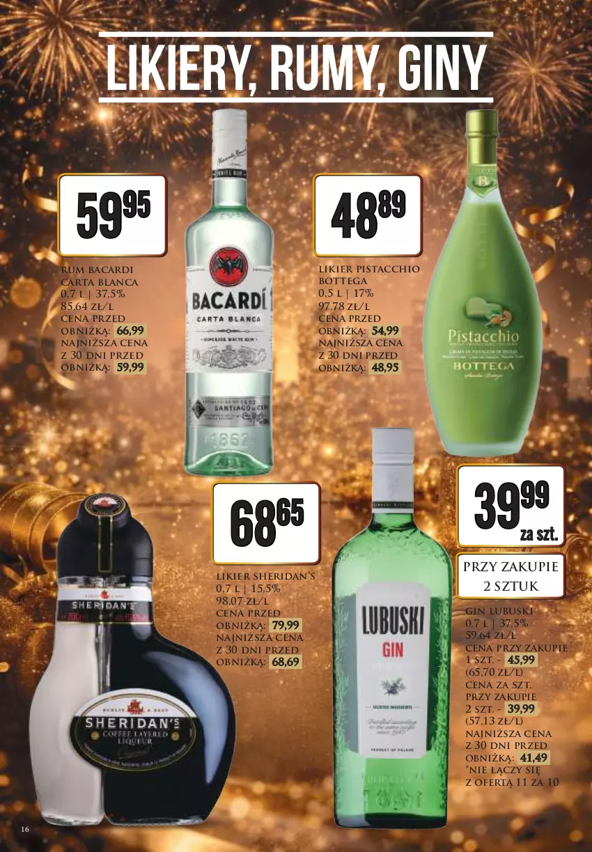 Gazetka promocyjna Dino - Katalog alkoholowy - Nowy Rok - ważna 27.12.2025 do 05.01.2026 - strona 16 - produkty: Bacardi, Gin, Likier, Rum