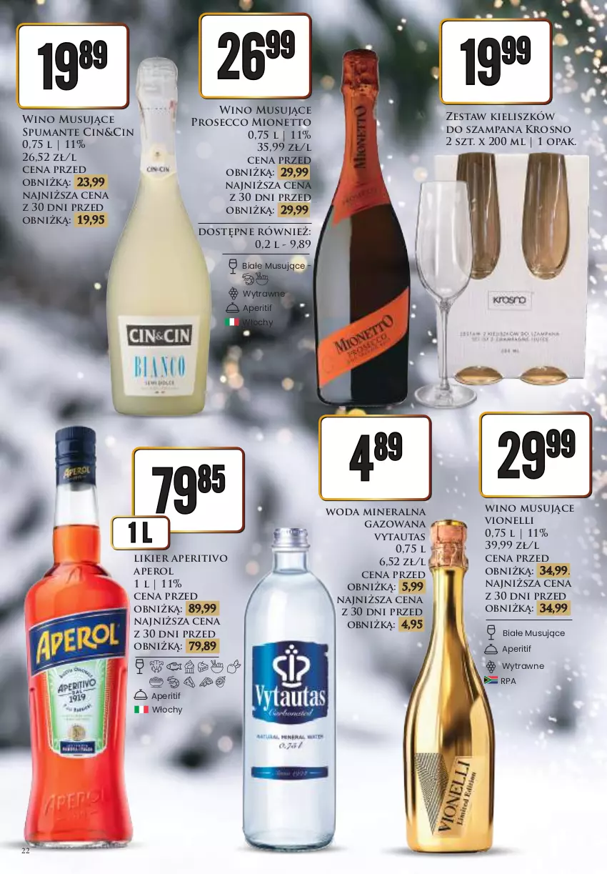 Gazetka promocyjna Dino - Katalog alkoholowy - Nowy Rok - ważna 27.12.2025 do 05.01.2026 - strona 22 - produkty: Aperol, Likier, Mionetto, Mus, Prosecco, Puma, Wino, Wino musujące, Woda, Woda mineralna