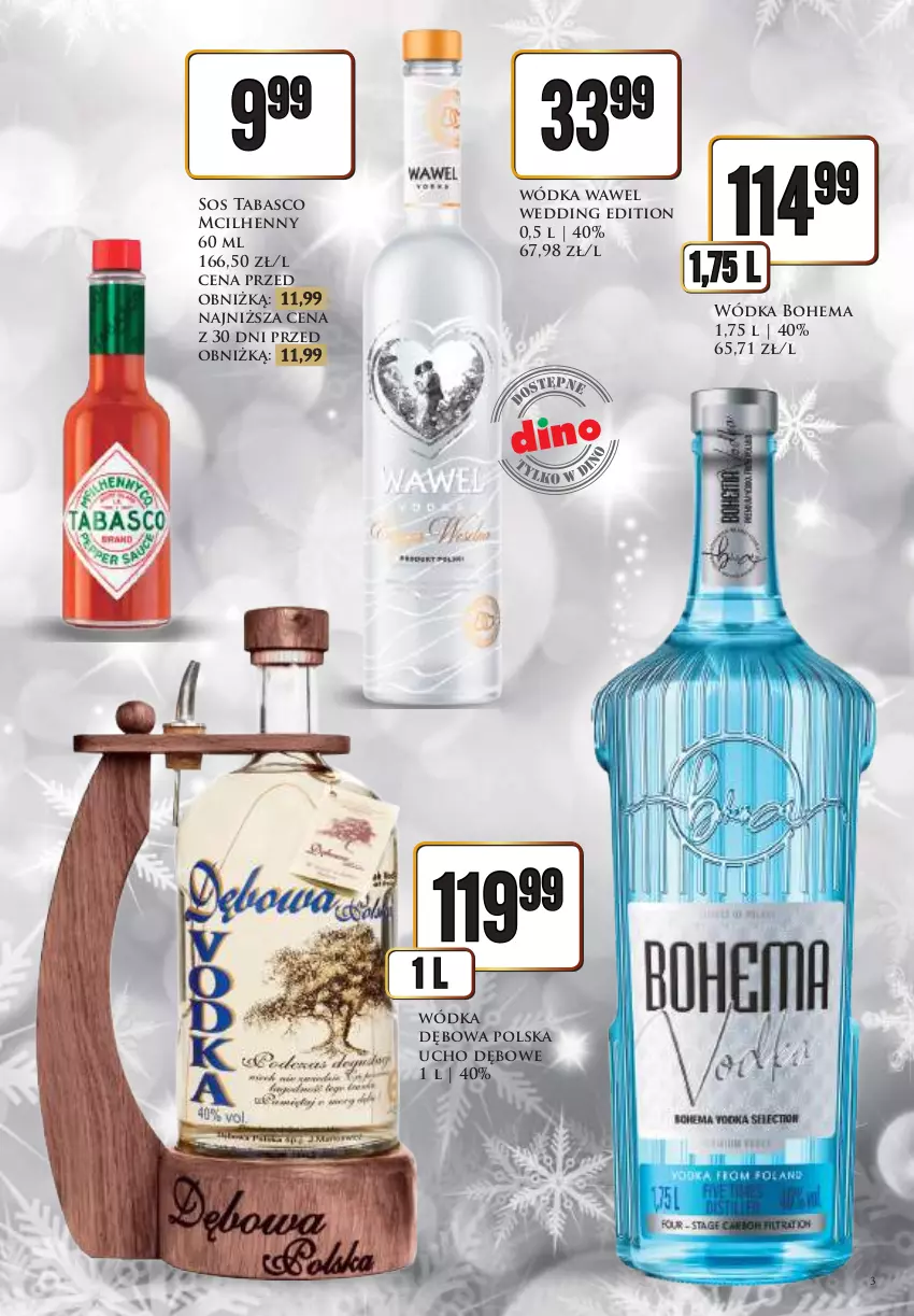 Gazetka promocyjna Dino - Katalog alkoholowy - Nowy Rok - ważna 27.12.2025 do 05.01.2026 - strona 3 - produkty: Sos, Sos tabasco, Wawel, Wódka