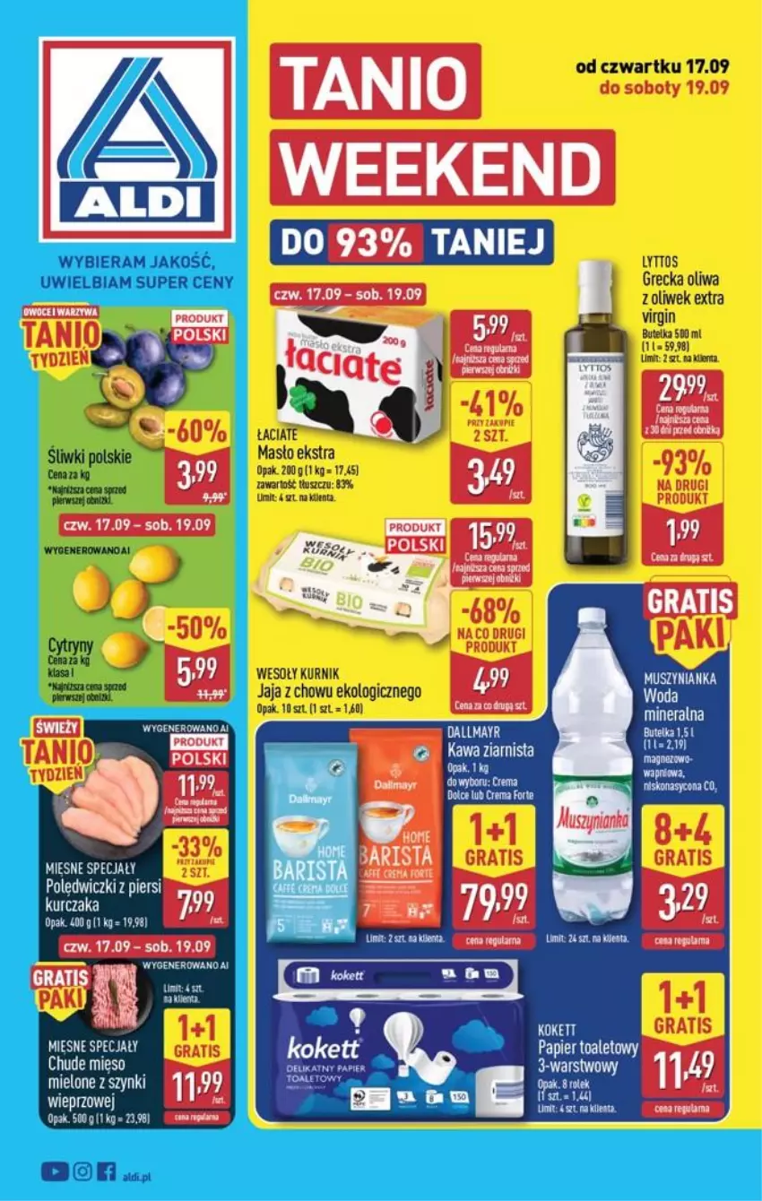 Gazetka promocyjna Aldi - Oferta weekendowa - ważna 17.09 do 19.09.2026 - strona 1 - produkty: Dallmayr, Fa, Kurczak, Mus, Woda