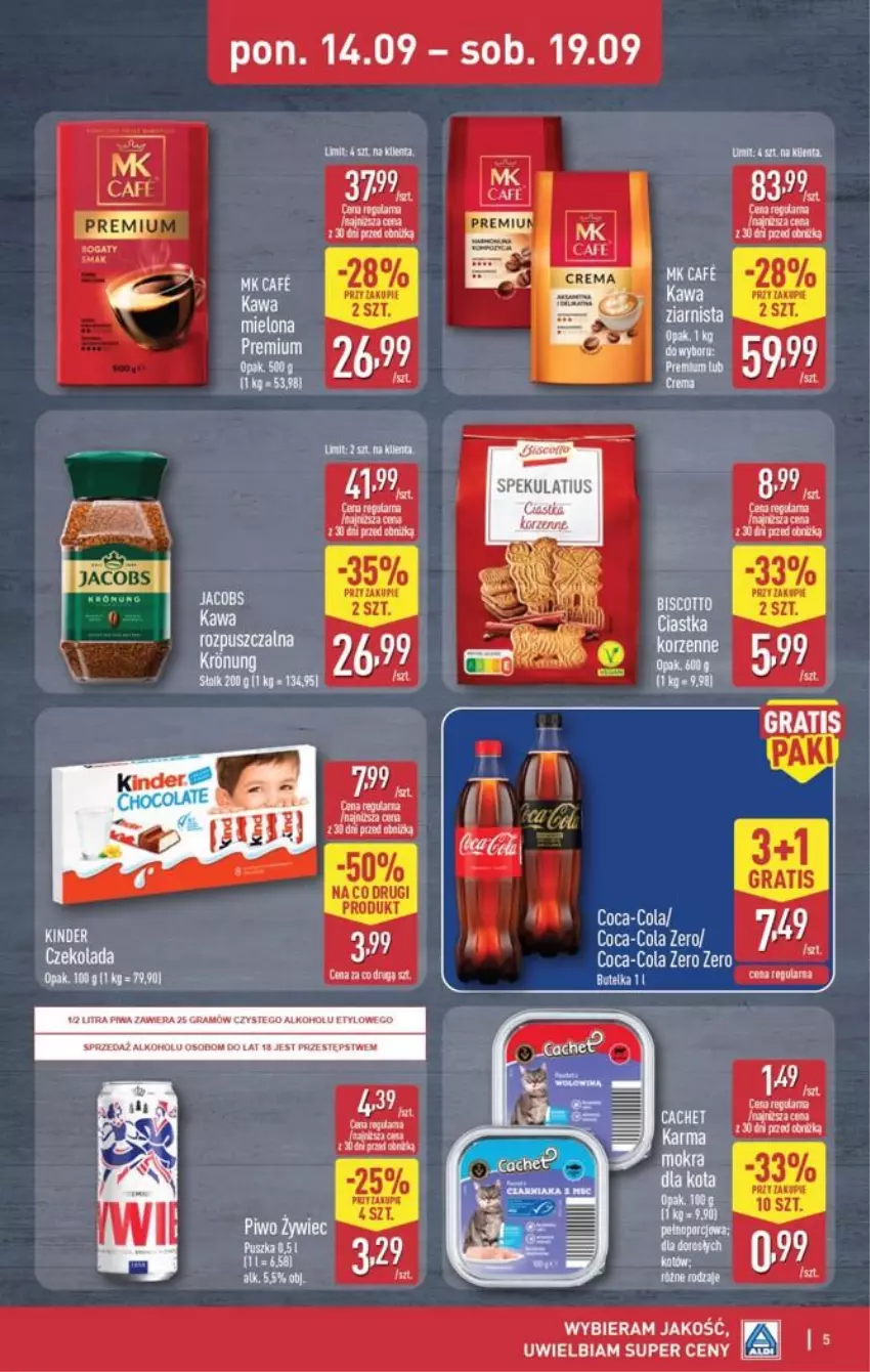 Gazetka promocyjna Aldi - Oferta weekendowa - ważna 17.09 do 19.09.2026 - strona 5 - produkty: Coca-Cola, Gala, Gra, Kawa, Kinder, LG, Piwa, Piwo