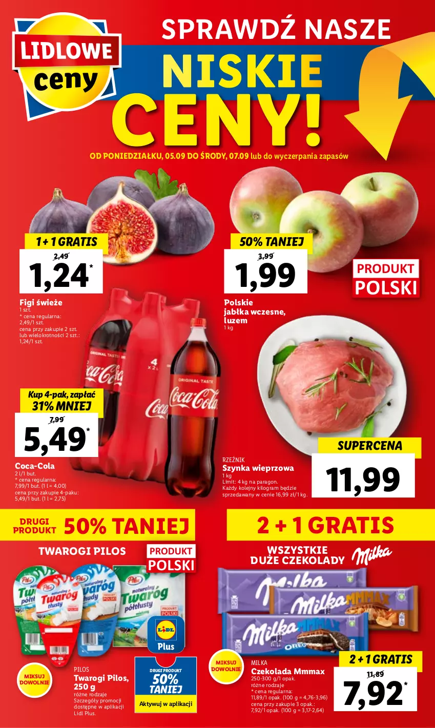 Gazetka promocyjna Lidl - GAZETKA - ważna 05.09 do 07.09.2022 - strona 60 - produkty: Coca-Cola, Czekolada, Figi, Gra, Jabłka, Milka, Olej, Pilos, Szynka, Szynka wieprzowa