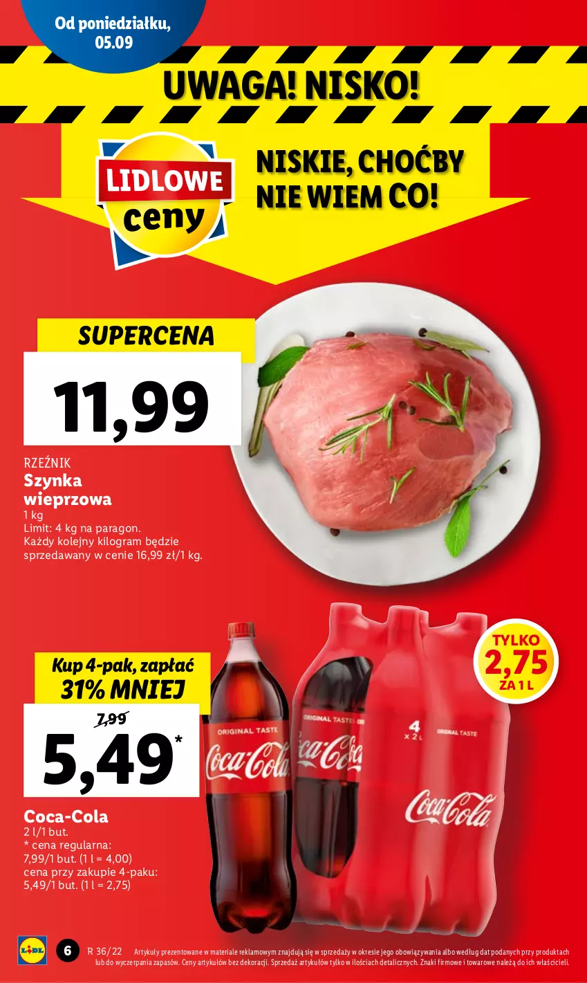 Gazetka promocyjna Lidl - GAZETKA - ważna 05.09 do 07.09.2022 - strona 8 - produkty: Coca-Cola, Gra, Olej, Szynka, Szynka wieprzowa, Waga