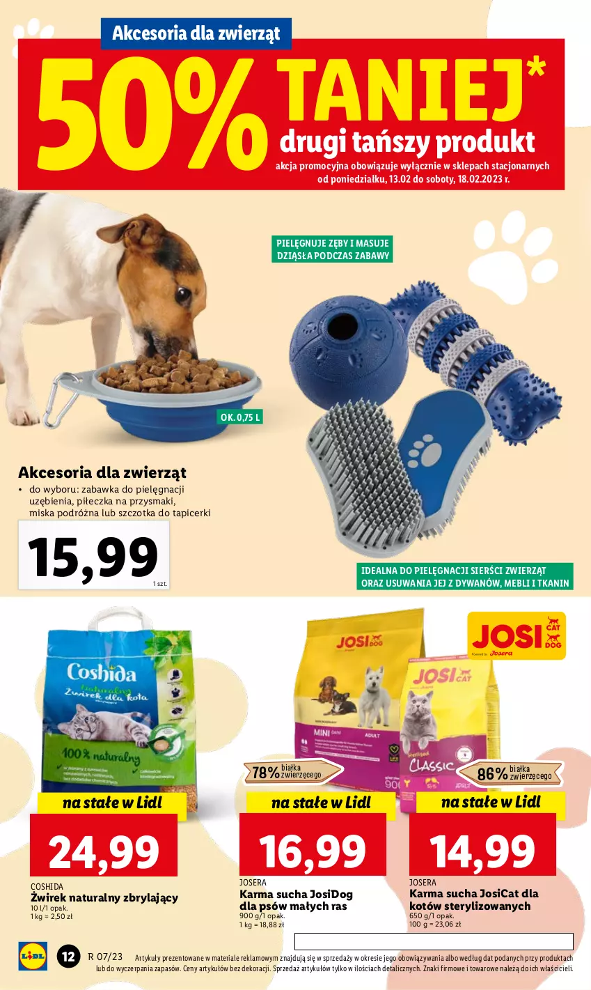 Gazetka promocyjna Lidl - GAZETKA - ważna 13.02 do 18.02.2023 - strona 12 - produkty: Dywan, Josera, Miska, Przysmaki, Ser, Szczotka, Zabawka