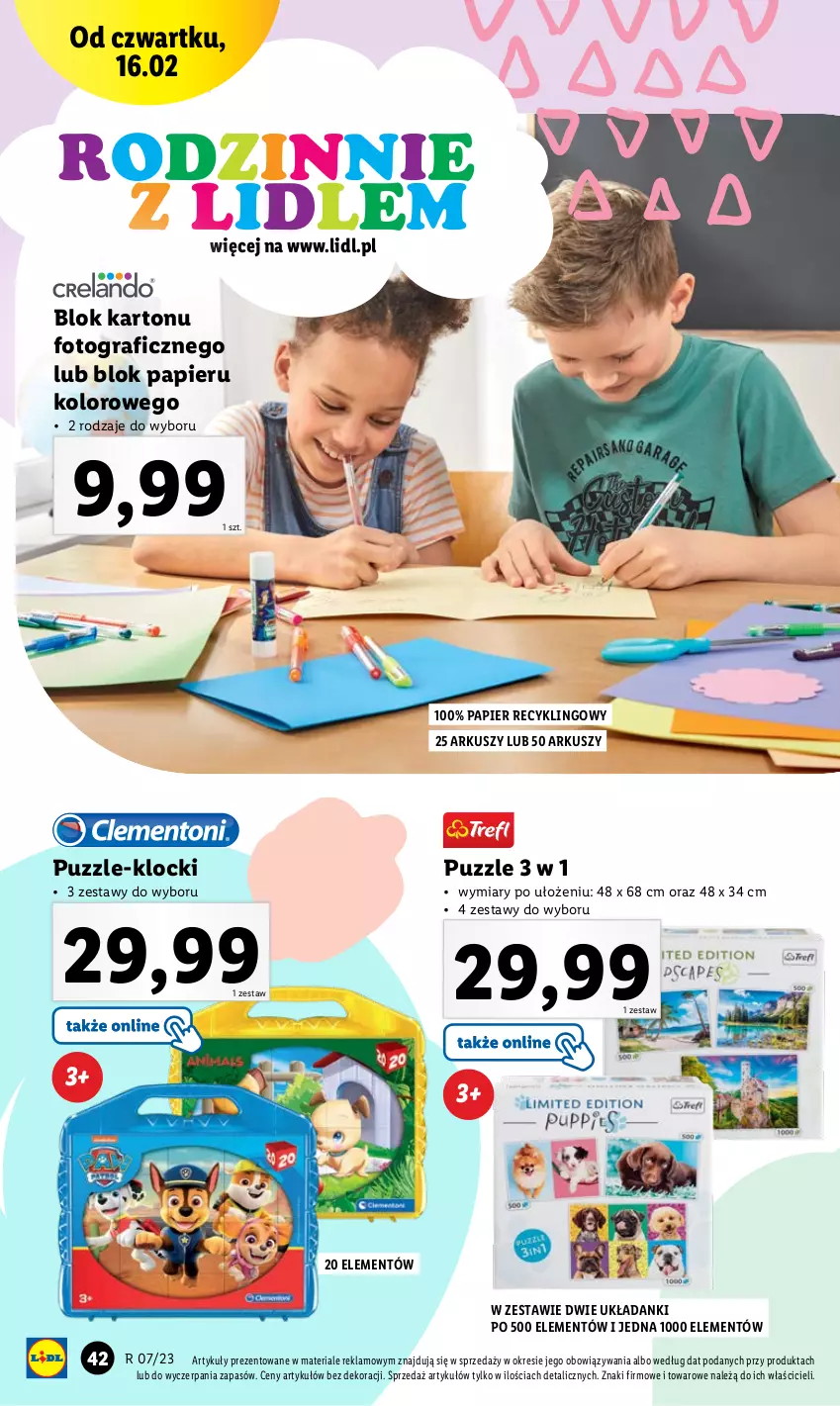 Gazetka promocyjna Lidl - GAZETKA - ważna 13.02 do 18.02.2023 - strona 28 - produkty: Gra, Klocki, Papier, Puzzle