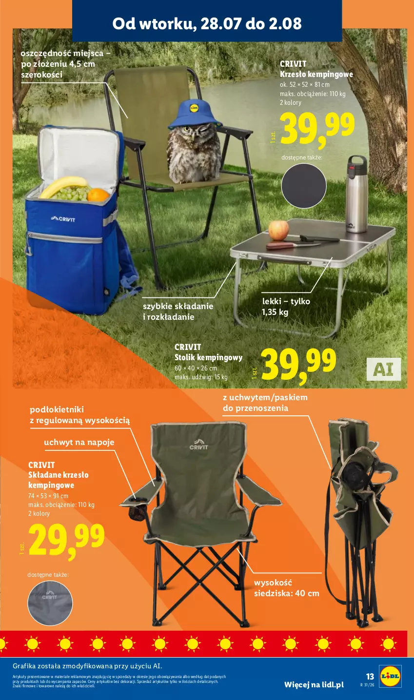 Gazetka promocyjna Lidl - Pol'and'Rock - ważna 28.07 do 01.08.2026 - strona 13 - produkty: Dźwig, Gra, Grafika, Krzesło, Napoje, Sok, Stolik