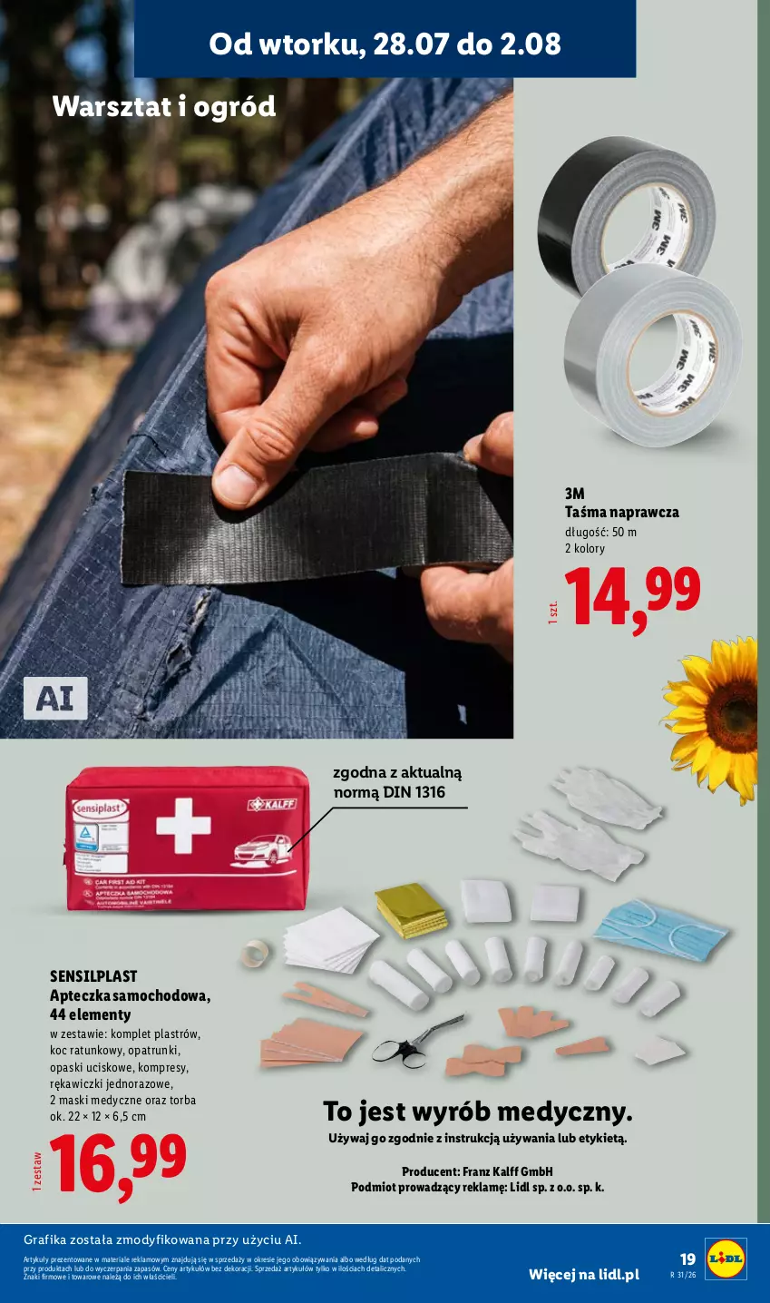 Gazetka promocyjna Lidl - Pol'and'Rock - ważna 28.07 do 01.08.2026 - strona 19 - produkty: Apteczka samochodowa, Gra, Grafika, Koc, Ogród, Taśma naprawcza, Torba
