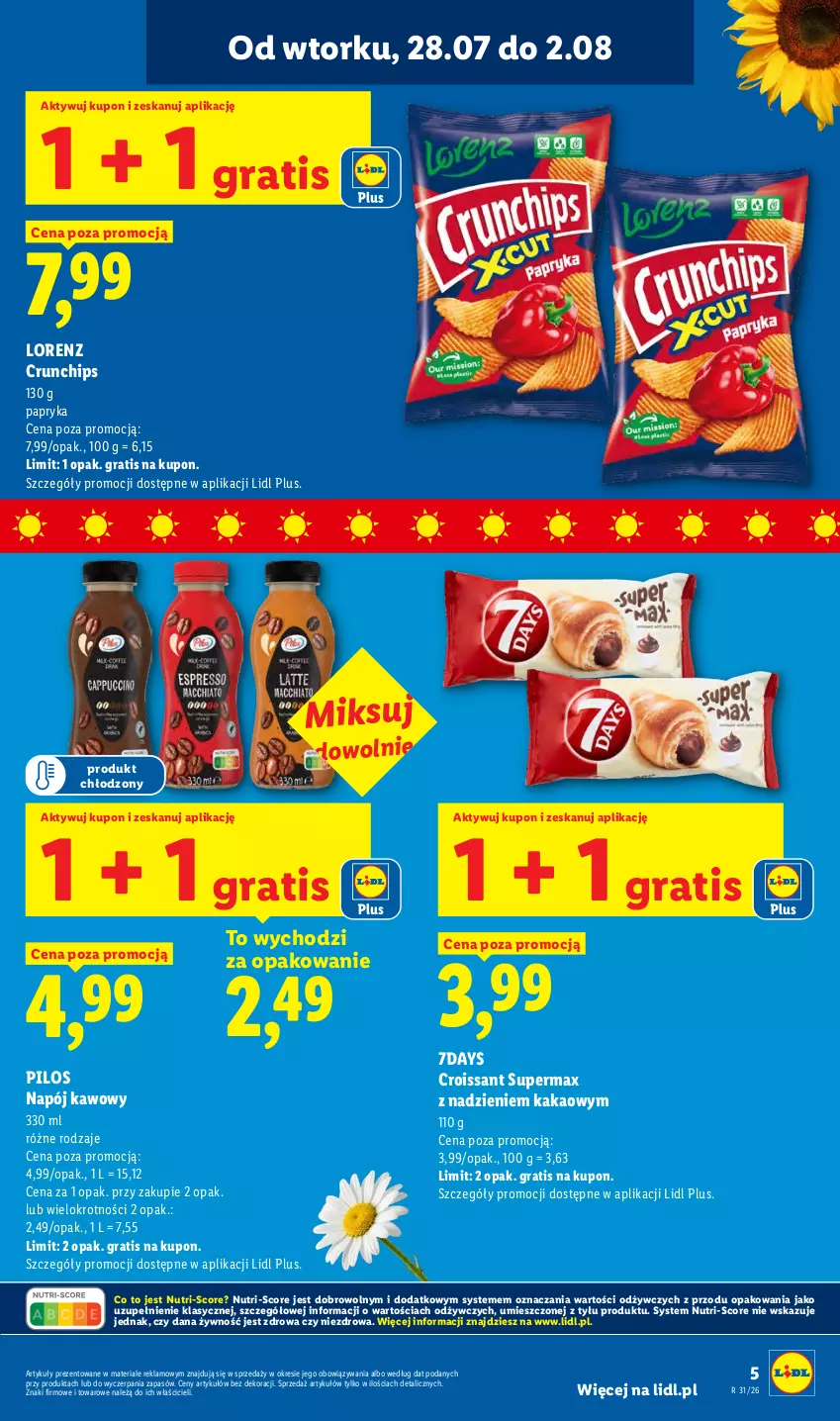 Gazetka promocyjna Lidl - Pol'and'Rock - ważna 28.07 do 01.08.2026 - strona 5 - produkty: Croissant, Crunchips, Gra, Kakao, Lorenz, Napój, Papryka, Pilos