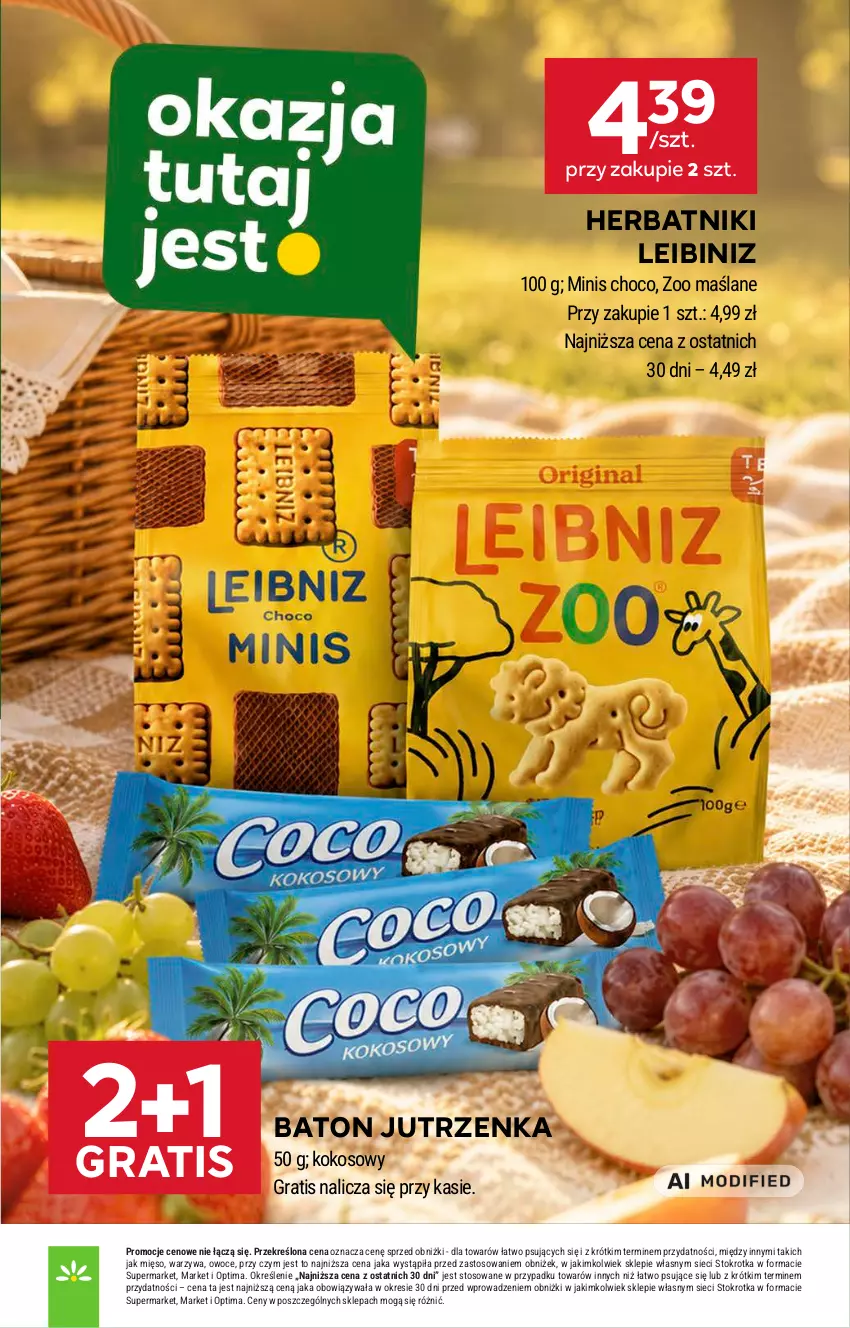 Gazetka promocyjna Stokrotka - Supermarket - ważna 27.08 do 02.09.2026 - strona 23 - produkty: Baton, Gra, Herbatniki, Jutrzenka, Kokos, Mięso, Optima, Owoce, Warzywa