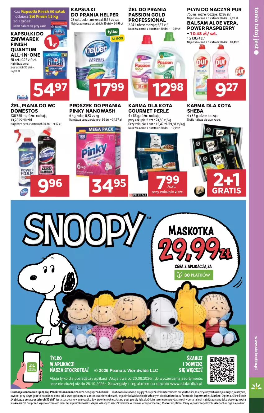 Gazetka promocyjna Stokrotka - Supermarket - ważna 27.08 do 02.09.2026 - strona 37 - produkty: Aloe vera, Domestos, Finish, Gra, Kapsułki do prania, Mięso, Optima, Owoce, Proszek do prania, Pur, Sheba, Sól, Warzywa