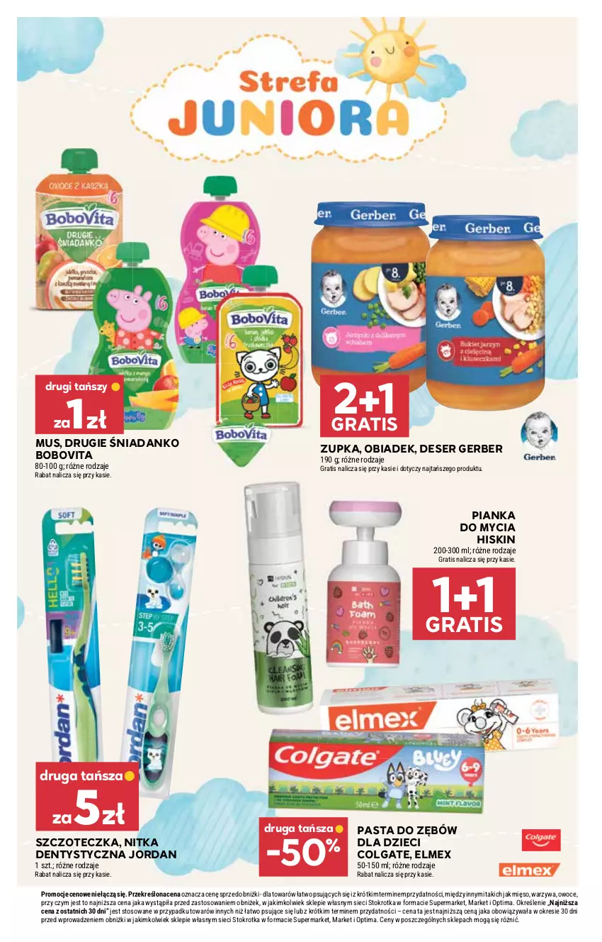 Gazetka promocyjna Stokrotka - Supermarket - ważna 27.08 do 02.09.2026 - strona 40 - produkty: BoboVita, Colgate, Deser, Dzieci, Elmex, Gerber, Gra, LG, Mięso, Mus, Optima, Owoce, Pasta do zębów, Ser, Szczoteczka, Warzywa