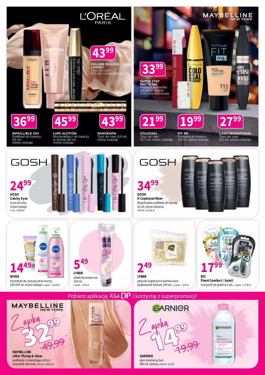 Gazetka promocyjna Drogerie Polskie - Gazetka - ważna 10.04 do 30.04.2026 - strona 2 - produkty: Bell, BIC, Garnier, Gosh, Maybelline, Nivea, Płatki kosmetyczne, Płyn micelarny, Podkład, Tusz