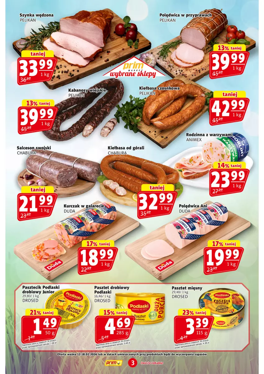 Gazetka promocyjna Prim Market - ważna 12.02 do 18.02.2026 - strona 3 - produkty: Kiełbasa, Pasztet, Podlaski, Salceson