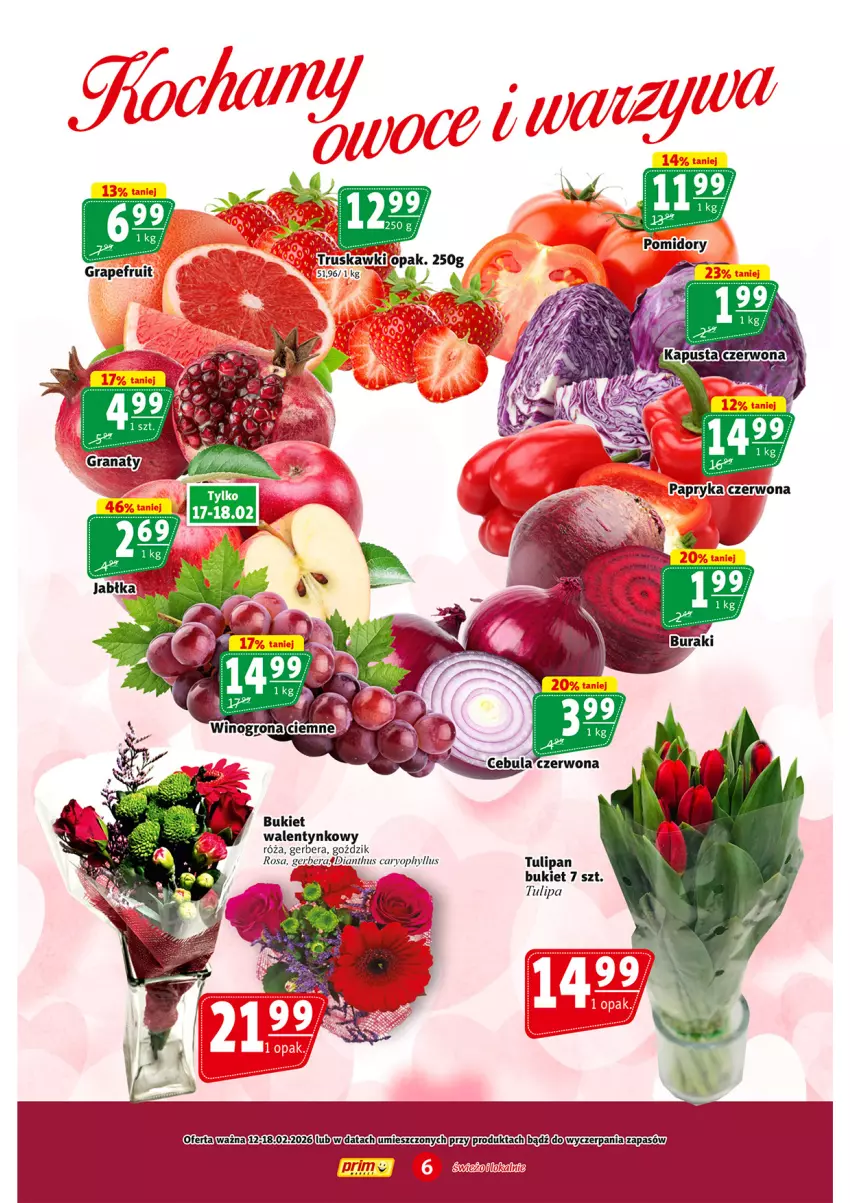 Gazetka promocyjna Prim Market - ważna 12.02 do 18.02.2026 - strona 6 - produkty: Bukiet, Gerber, Róża, Tulipan