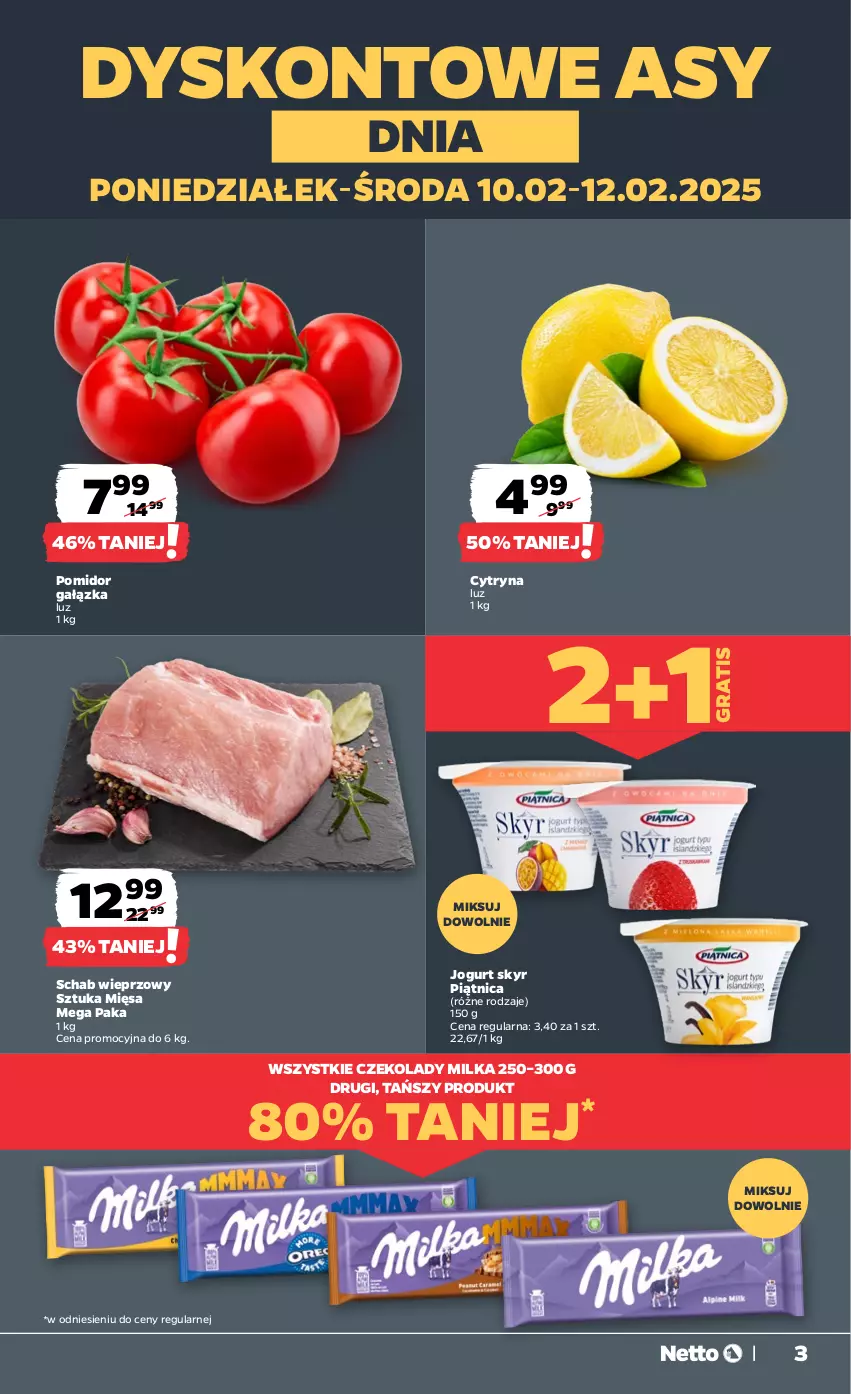 Gazetka promocyjna Netto - Od Poniedziałku - ważna 10.02 do 15.02.2025 - strona 3 - produkty: Gra, Jogurt, Milka, Piątnica, Schab wieprzowy