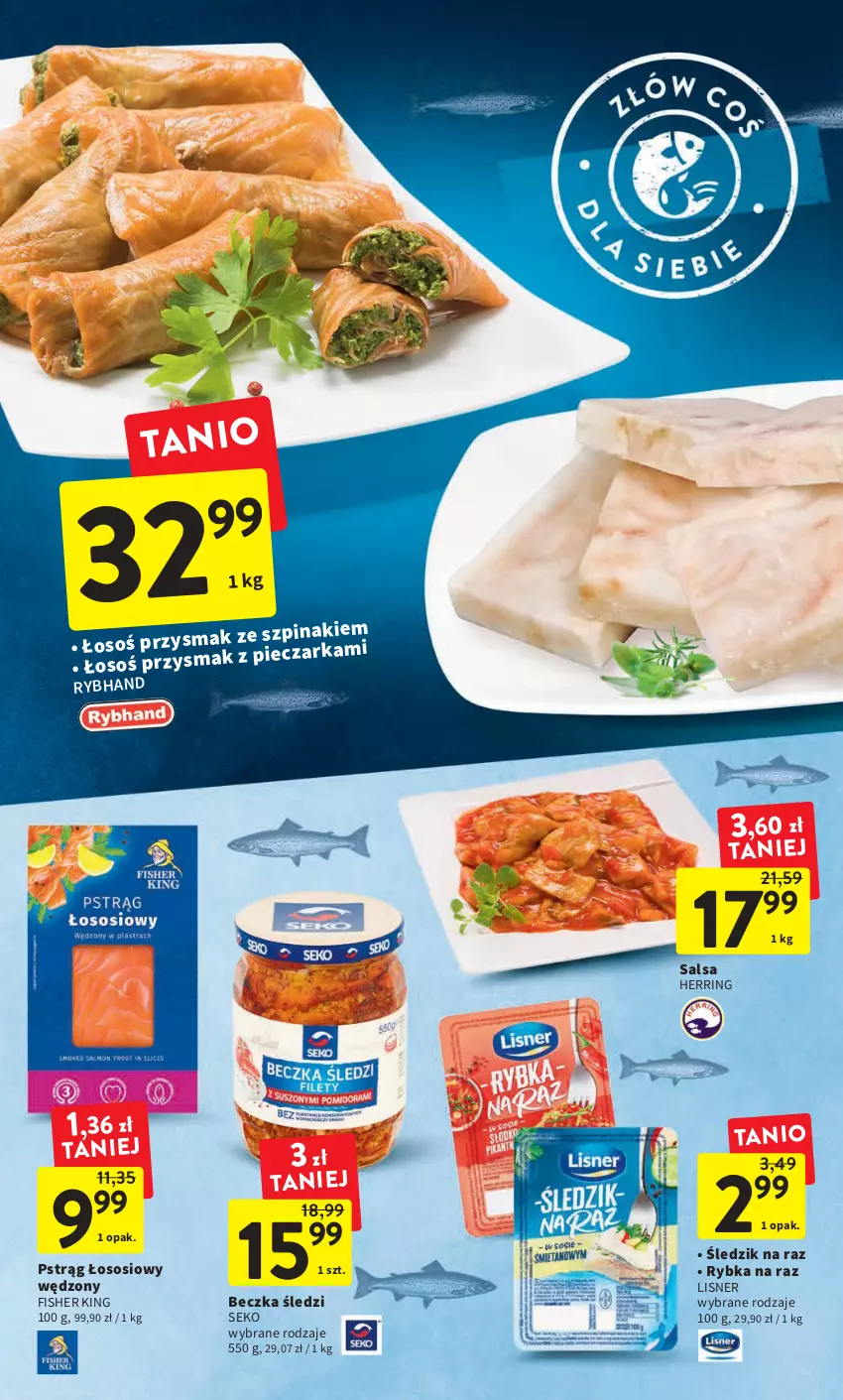 Gazetka promocyjna Intermarche - Gazetka Intermarche - ważna 09.03 do 15.03.2023 - strona 22 - produkty: Lisner, Piec, Pieczarka, Pstrąg, Pstrąg łososiowy, Rybka na raz, Salsa, SEKO, Sos, Szpinak