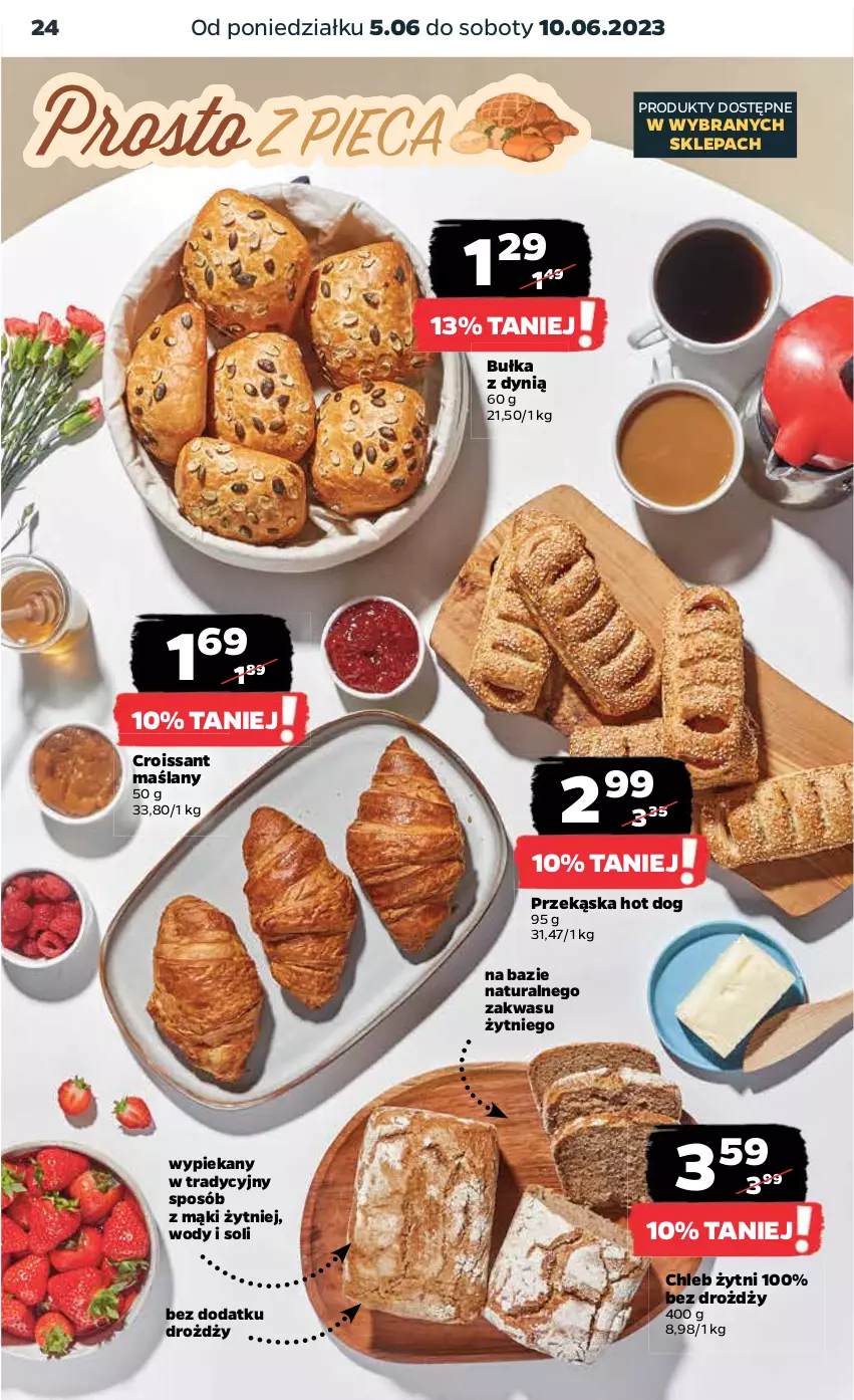 Gazetka promocyjna Netto - Artykuły spożywcze - ważna 05.06 do 10.06.2023 - strona 24 - produkty: Bułka, Chleb, Croissant, Dynią, Hot dog