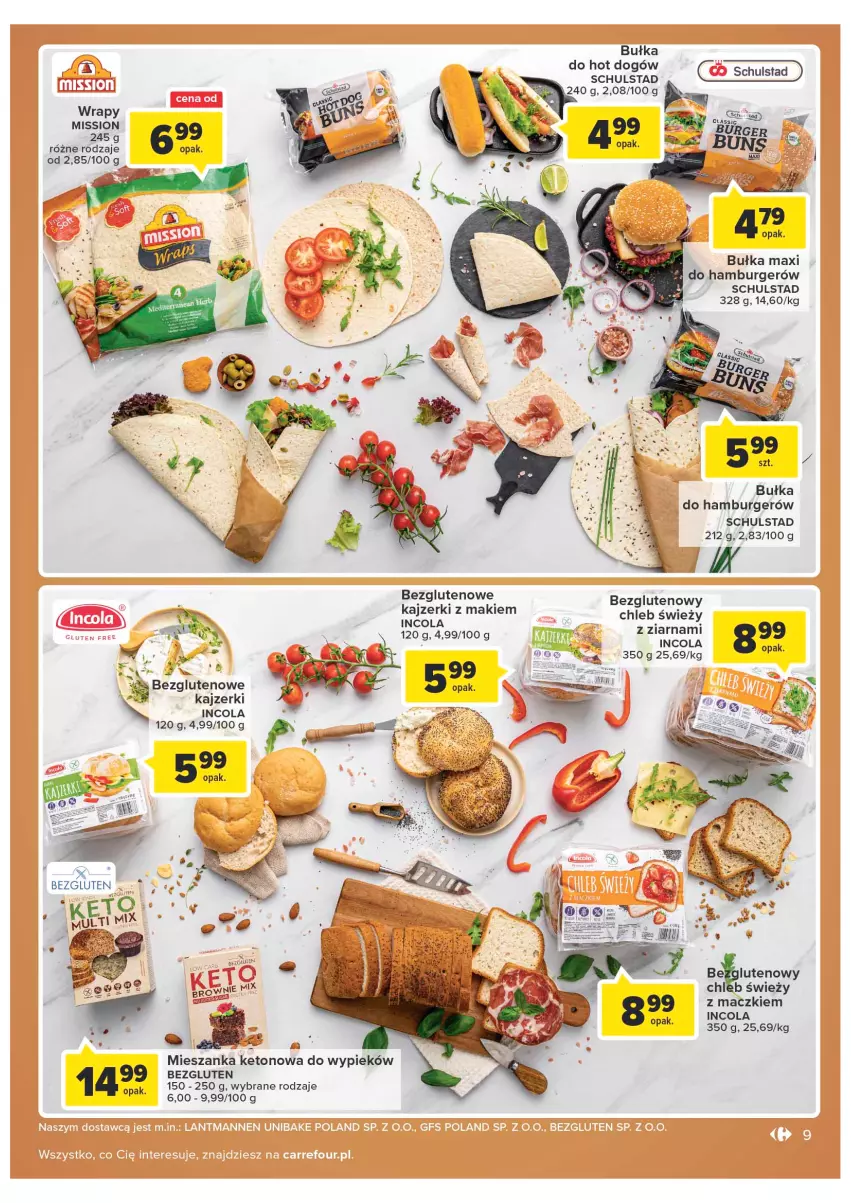 Gazetka promocyjna Carrefour - Gazetka Carrefour Zyskoteka - ważna 27.09 do 01.10.2022 - strona 9 - produkty: Bułka, Burger, Chleb, Hamburger