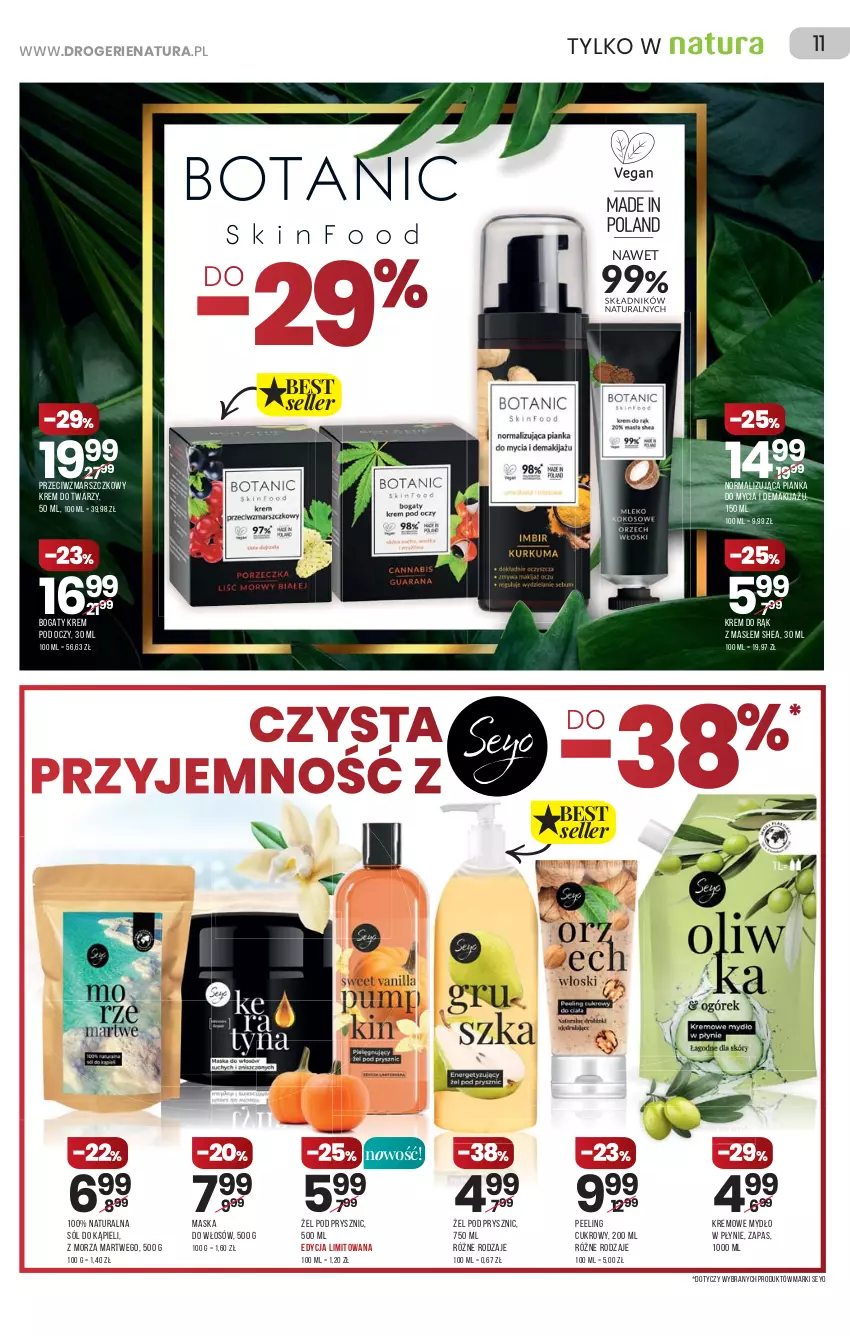 Gazetka promocyjna Drogerie Natura - Gazetka Drogerie Natura - ważna 23.09 do 06.10.2021 - strona 11 - produkty: Krem do rąk, Krem do twarzy, Krem pod oczy, Makijaż, Mars, Maska, Maska do włosów, Mydło, Mydło w płynie, Peeling, Sól, Sól do kąpieli