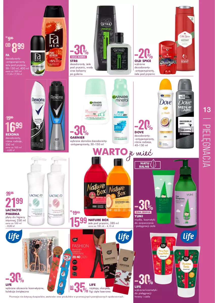 Gazetka promocyjna Super Pharm - Gazetka - ważna 28.11 do 12.12.2022 - strona 13 - produkty: Antyperspirant, Dezodorant, Dove, Fa, Garnier, Karp, Lactacyd, Nature Box, Old Spice, Rajstopy, Rexona, Ser, Str8, Top