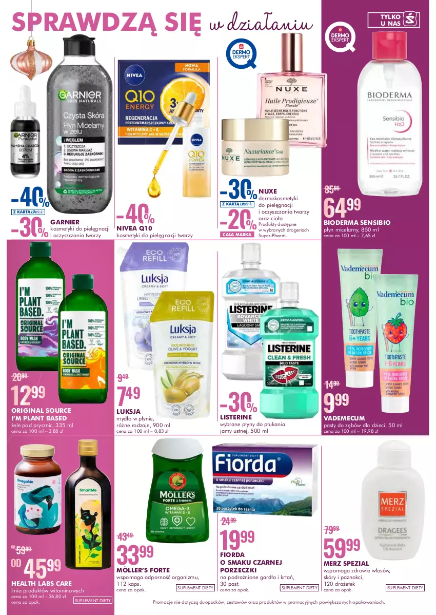 Gazetka promocyjna Super Pharm - Gazetka - ważna 28.11 do 12.12.2022 - strona 3 - produkty: Bioderma, Dzieci, Fiorda, Garnier, Gin, Listerine, Luksja, Merz Spezial, Mydło, Mydło w płynie, Nivea, Nivea Q10, Nuxe, Płyn micelarny, Por, Vademecum, Zdrowie