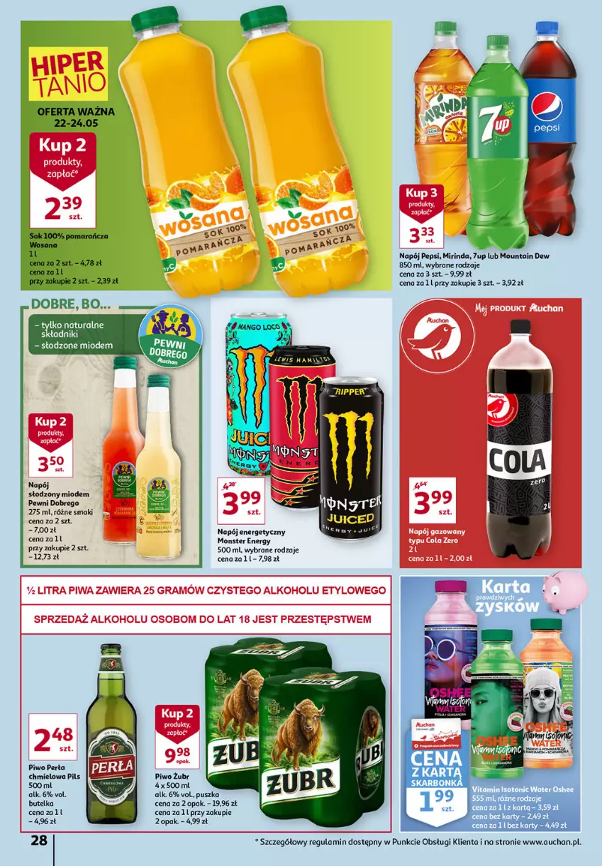 Gazetka promocyjna Auchan - Sezon na radość Hipermarkety - ważna 20.05 do 26.05.2021 - strona 28 - produkty: 7up, Mirinda, Napój, Pepsi, Perła, Piwo