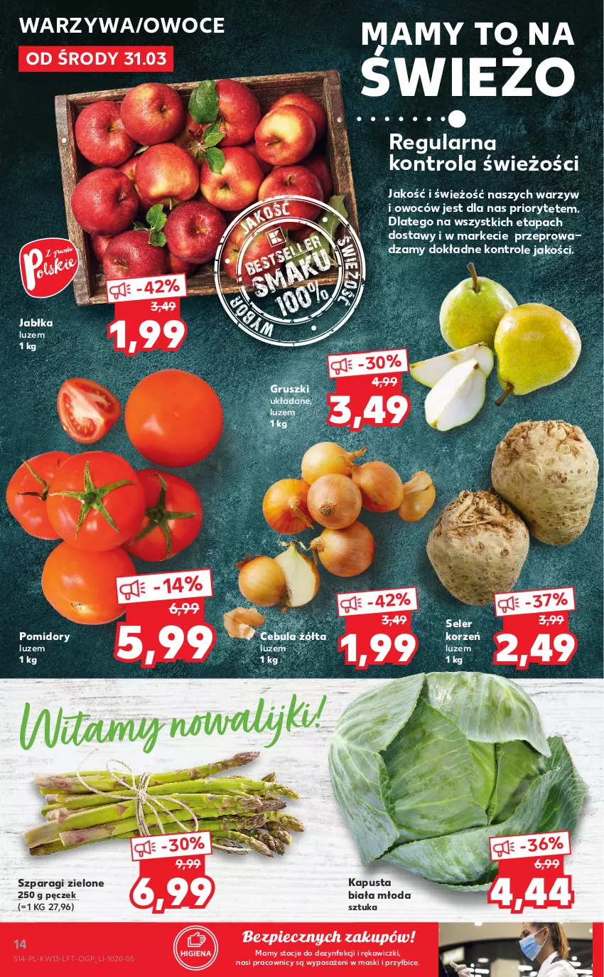 Gazetka promocyjna Kaufland - OFERTA TYGODNIA - ważna 31.03 do 07.04.2021 - strona 14 - produkty: BIC, Cebula, Gruszki, Jabłka, Owoce, Piec, Pomidory, Seler korzeń, Warzywa