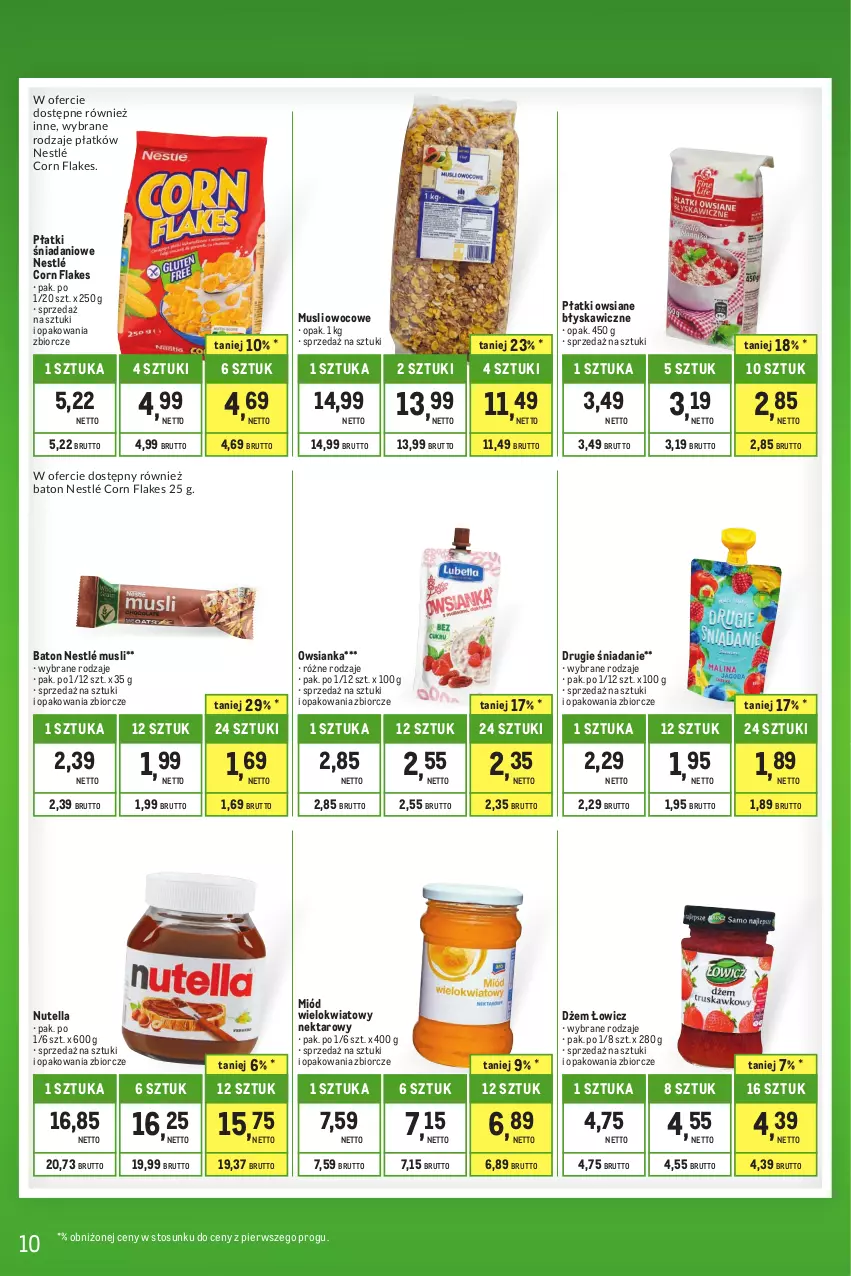 Gazetka promocyjna Makro - Kupujesz więcej płacisz mniej - oferta z alkoholem - ważna 01.06 do 30.06.2023 - strona 10 - produkty: Baton, Corn flakes, Danio, Dżem, Miód, Mus, Nektar, Nestlé, Nutella, Owsianka, Płatki owsiane